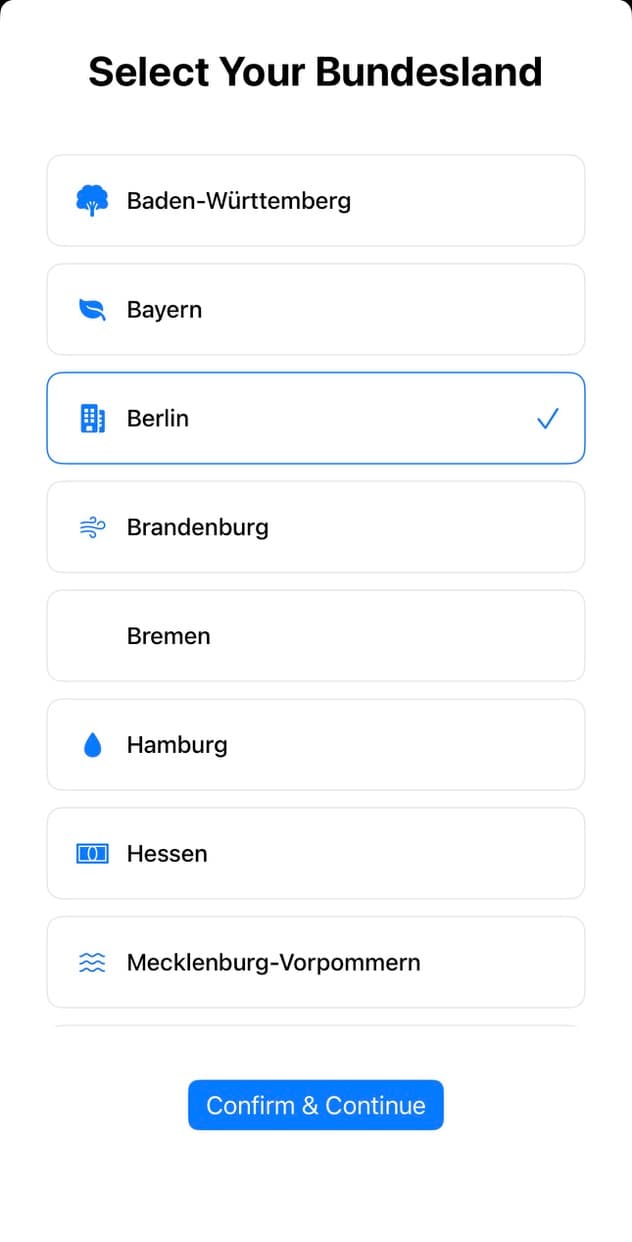 Select Your Bundesland